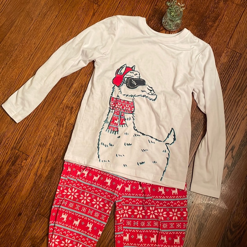 Cat & Jack 8/10 llama winter pj set - Picture 2 of 5